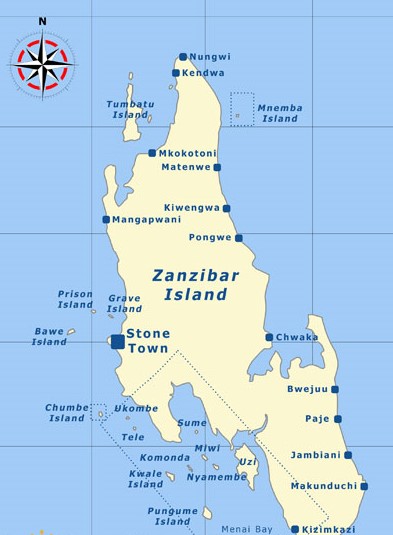 zanzibar island map