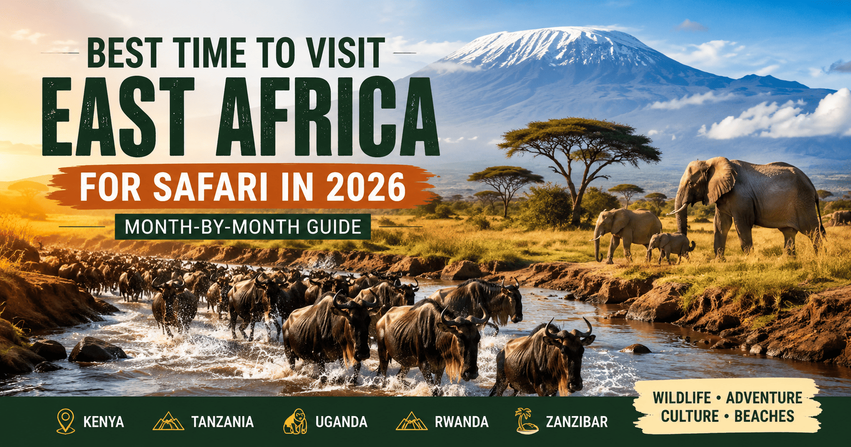 Discover the best time to visit East Africa for safari in Kenya, Tanzania, Uganda, Rwanda, and Zanzibar with our expert month-by-month travel guide.