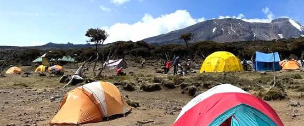 A standard mid-range campsite setup on Mount Kilimanjaro